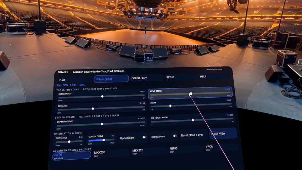 Finally PLACE/EYES cockpit over Madison Square Garden with distance, zoom, and lens family