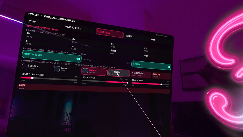 Finally chroma key panel in passthrough with laser picker